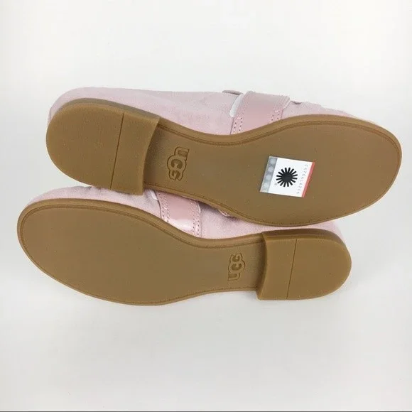 UGG Womens Size 5 Charlotte‎ Pink Suede Leather Moc Toe Slip On Loafers Shoes - Picture 7 of 8